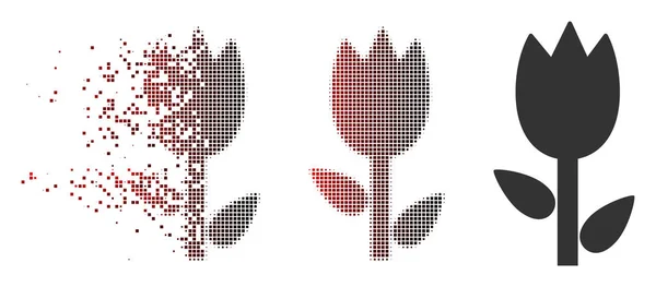 Sparkle Pixel Icono de Tulipán de medio tono — Vector de stock