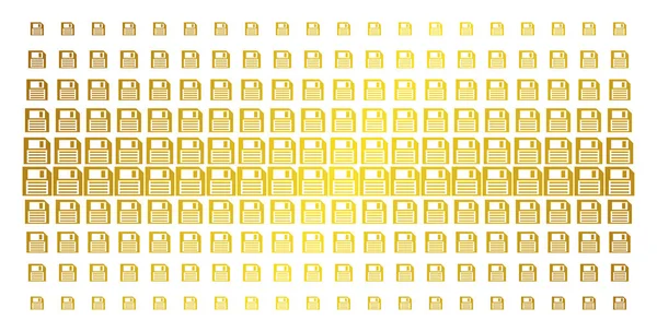 Floppy Disk Golden Halftone Array — Stock Vector