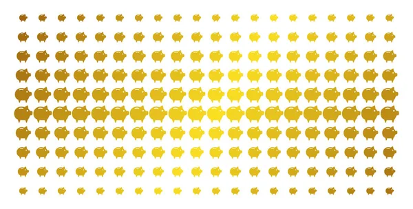 Kumbara simgesi altın noktalı resim deseni. Vektör kumbara nesneleri yarı ton kılavuz eğimli altın gradyan ile düzenlenmiştir. Arka planlar, kapaklar, şablonlar ve lüks kavramları için tasarlanmış.