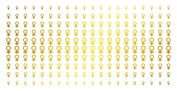 Venus symbool gouden halftoonpatroon — Stockvector