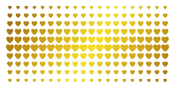 Corazón de amor Golden Halftone Grid — Archivo Imágenes Vectoriales