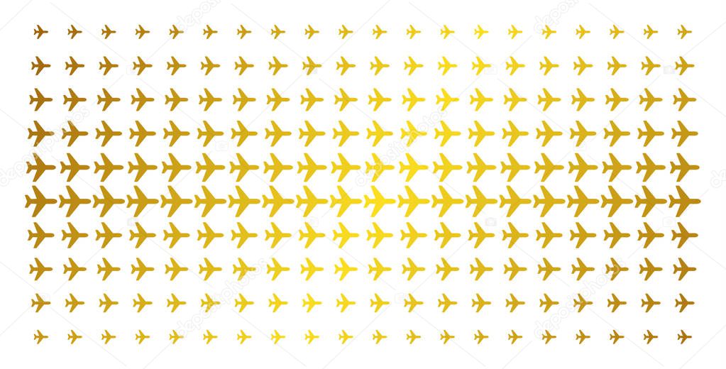 Air Plane Gold Halftone Pattern