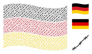 Dikenli Tel öğeleri paterni Alman bayrağı sallayarak