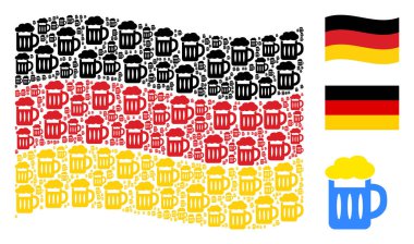 Bira cam kutsal kişilerin resmi kolaj Alman bayrağı sallayarak