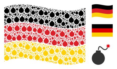 Alman bayrağı desen bomba simgelerin sallayarak