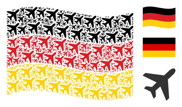 Hava uçak öğeleri paterni Alman bayrağı sallayarak — Stok Vektör