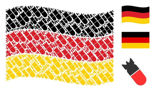 Ondeando patrón de bandera alemana de los elementos de la bomba de aviación — Archivo Imágenes Vectoriales