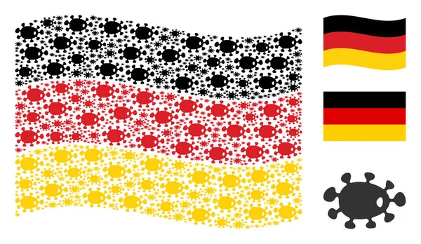 Размахивая немецким флагом, мозаика бактерий — стоковый вектор