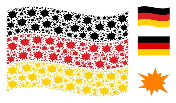 Deutschland-Flagge schwenkend mit Knall-Ikonen — Stockvektor