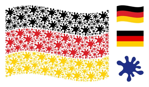 Waving German Flag Pattern of Blot Icons — Stock Vector