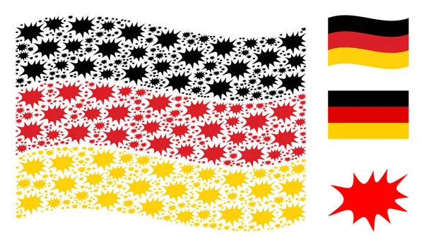 Deutschland-Flagge schwenkende Collage aus Boom-Bang-Ikonen — Stockvektor