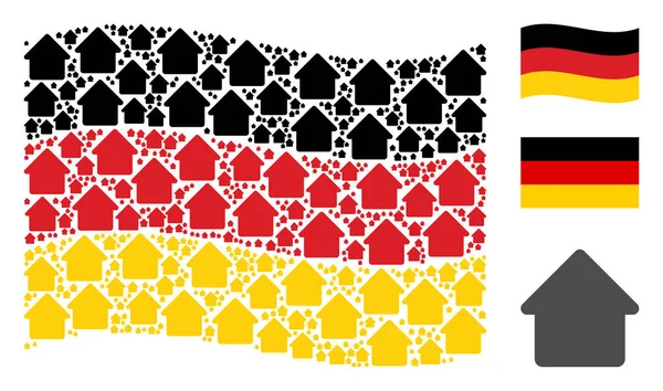 Sventolando Germania Bandiera modello di icone di cabina — Vettoriale Stock