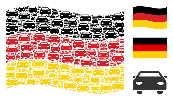Γερμανική σημαία κυματίζει μοτίβο στοιχεία του αυτοκινήτου — Διανυσματικό Αρχείο