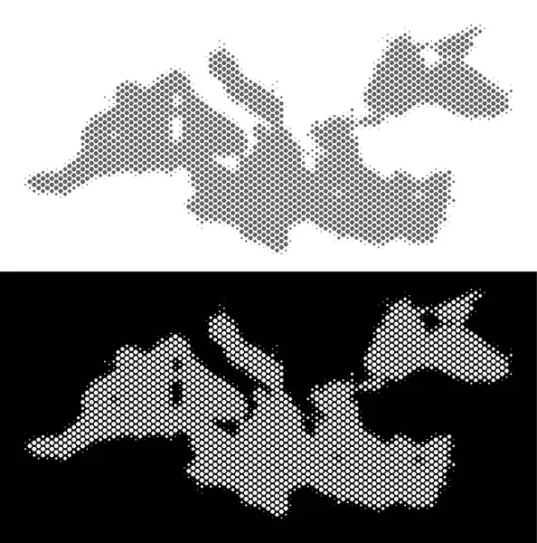 Carte de la mer Méditerranée Halftone — Image vectorielle