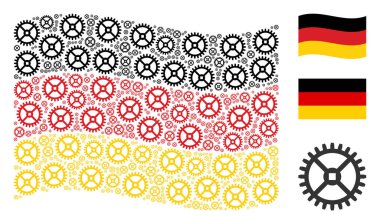 Alman bayrağı kolaj saat vites öğelerin sallayarak