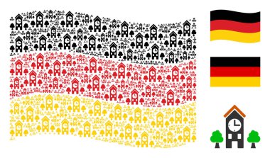 Almanya bayrağı kolaj Saat Kulesi simgelerin sallayarak