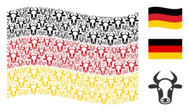 Alman bayrağı kolaj inek kafa öğelerin sallayarak