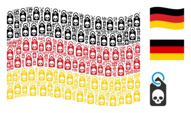 Almanya bayrağı desen ölüm kafatası etiket öğelerini sallayarak