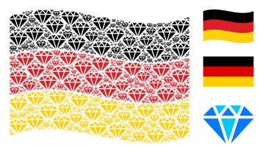Alman bayrağı kolaj elmas öğelerin sallayarak
