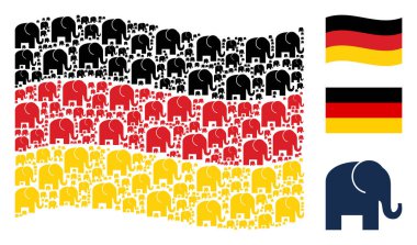 Fil öğeleri mozaiği Alman bayrağı sallayarak