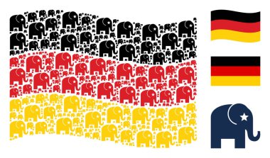 Almanya bayrağı kolaj fil öğelerin sallayarak