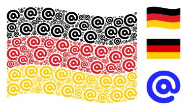 E-posta simgesi simgeleri mozaiği Alman bayrağı sallayarak