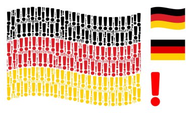 Almanya bayrağı mozaik ünlem işareti öğelerinin sallayarak