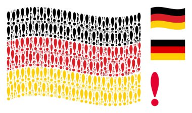 Almanya bayrağı mozaik ünlem işareti öğelerinin sallayarak