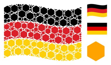 Almanya bayrağı kolaj dolu altıgen simgelerin sallayarak