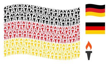 Alman bayrağı desen yangın meşale öğelerin sallayarak