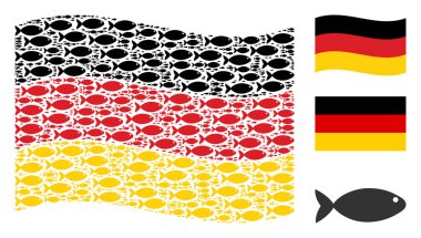 Almanya bayrağı kolaj balık simgelerin sallayarak