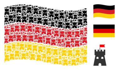 Alman bayrağı kolaj kale kule öğelerin sallayarak