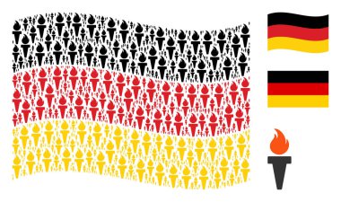 Almanya bayrağı desen özgürlük yangın meşale öğelerin sallayarak