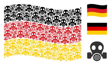 Almanya bayrağı mozaik gaz maskesi simgelerin sallayarak