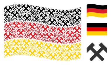 Almanya bayrağı kolaj çekiç öğelerin sallayarak