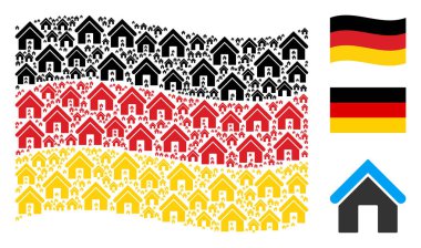 Almanya bayrağı desen ev simgelerin sallayarak