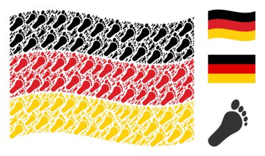 Almanya bayrağı mozaik insan ayak izi simgelerin sallayarak