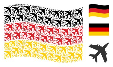 Alman bayrağı desen Jet uçak simgelerin sallayarak