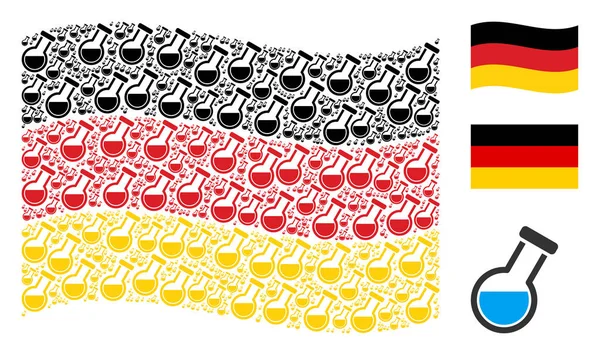 Alman bayrağı kolaj Kimya tüp simgelerin sallayarak