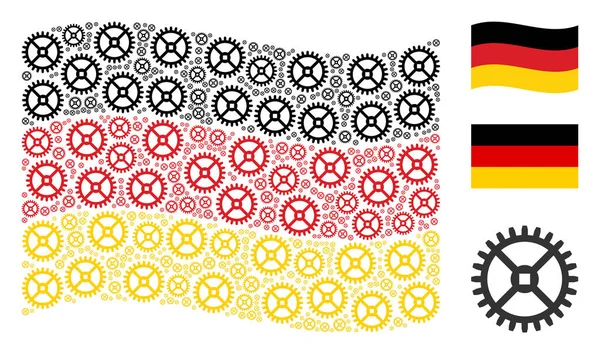 Alman bayrağı kolaj saat vites öğelerin sallayarak