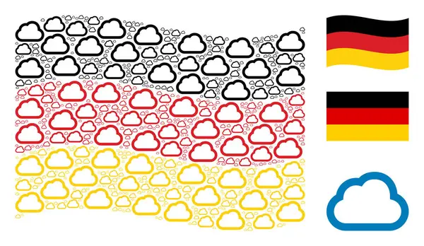 Almanya bayrağı mozaik bulut simgelerin sallayarak