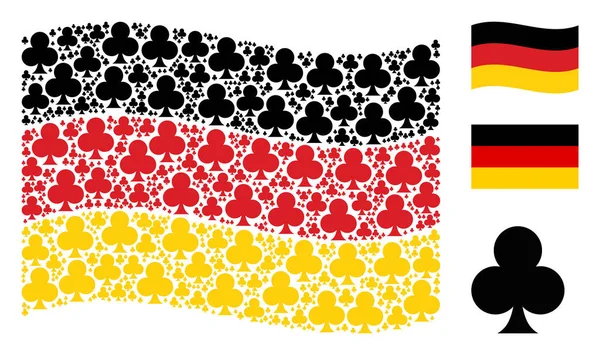 Sventolare bandiera tedesca Mosaico di Club Suit Icons — Vettoriale Stock