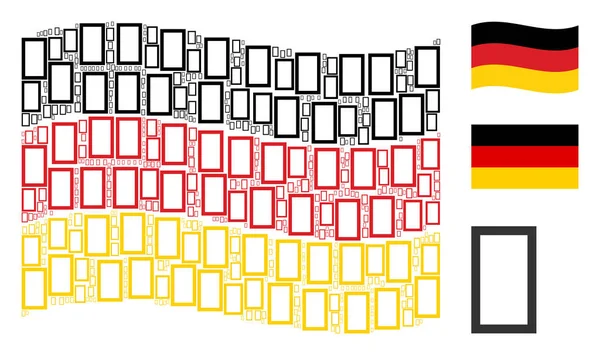 Sventolando Germania Bandiera Modello di icone rettangolo contorno — Vettoriale Stock