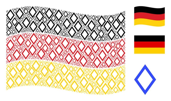 Schwenkende Deutschland-Flagge Collage aus Konturrauten — Stockvektor