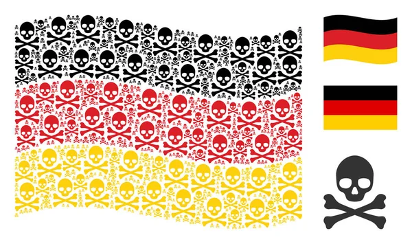 Almanya bayrağı desen ölüm kafatası simgelerin sallayarak