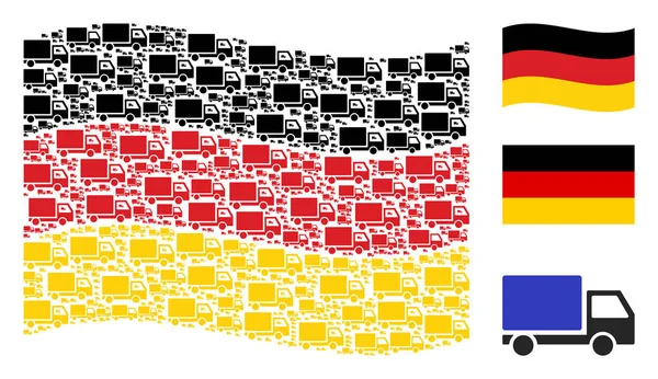 Teslimat kamyon simgeler mozaiği Alman bayrağı sallayarak