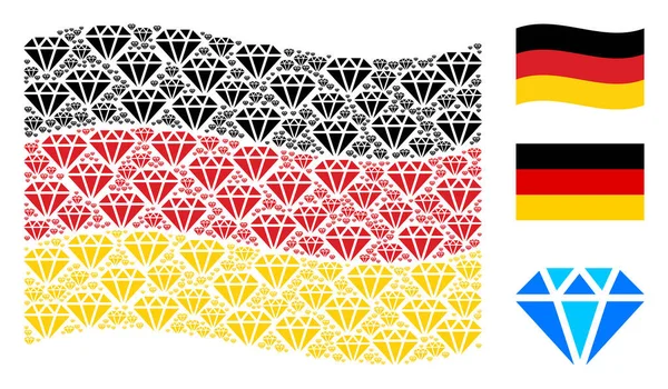 Alman bayrağı kolaj elmas öğelerin sallayarak