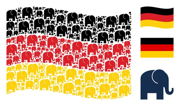 Fil öğeleri mozaiği Alman bayrağı sallayarak