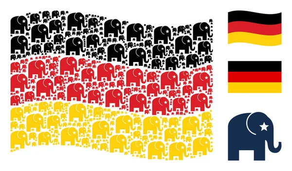 Almanya bayrağı kolaj fil öğelerin sallayarak