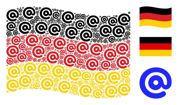 E-posta simgesi simgeleri mozaiği Alman bayrağı sallayarak